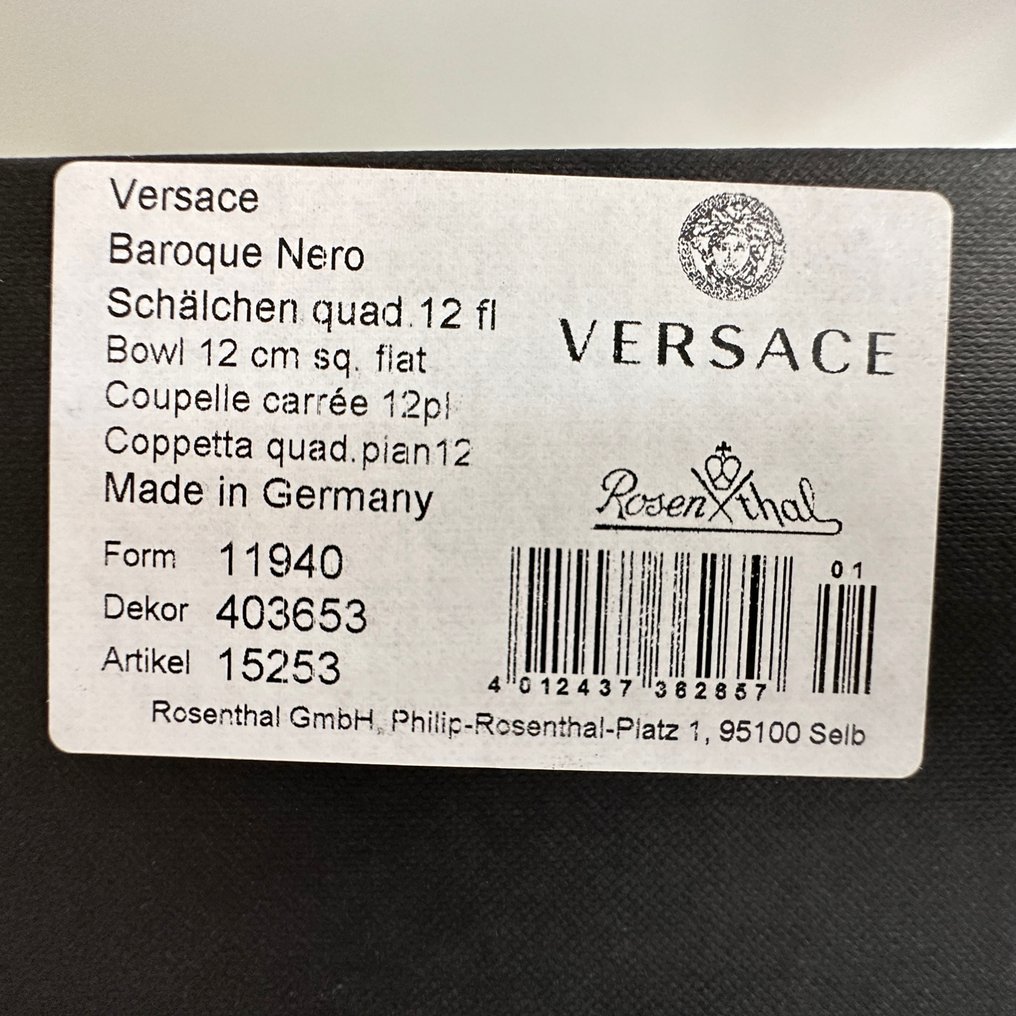 Rosenthal - Gianni Versace - Schale - Baroque Nero Schälchen Quadratisch 12 cm - Porzellan - Neu und Orginalverpackt #4.3