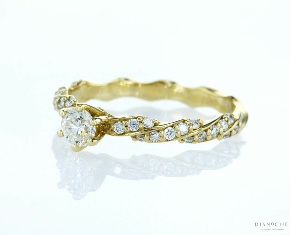 GIA Certificate - .60 total carat of Natural Diamond - 18 karaat Geel goud - Ring - 0.60 ct Diamant - Diamanten #3.1