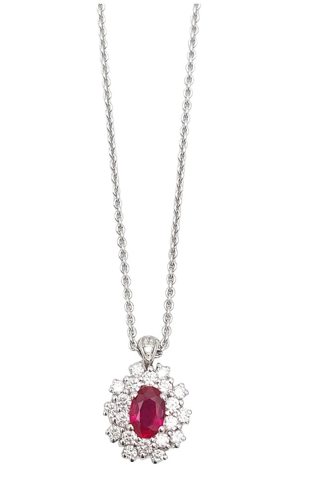 Crivelli - 18 kt. White gold - Necklace with pendant - 0.64 ct Ruby - Diamonds #2.1