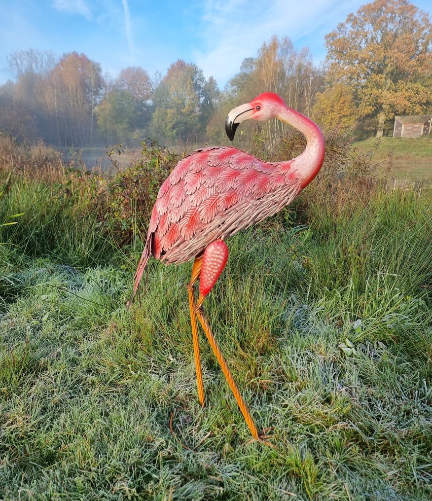 Szobrocska - Levensechte flamingo - Vas, Fém #2.1
