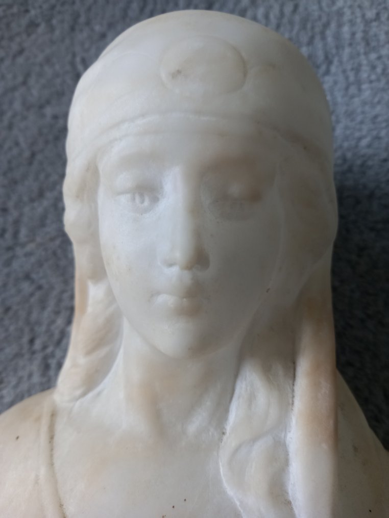 Guglielmo Pugi (1850 - 1915) - Rzeźba, Buste de jeune fille - 25 cm - Alabaster #3.1