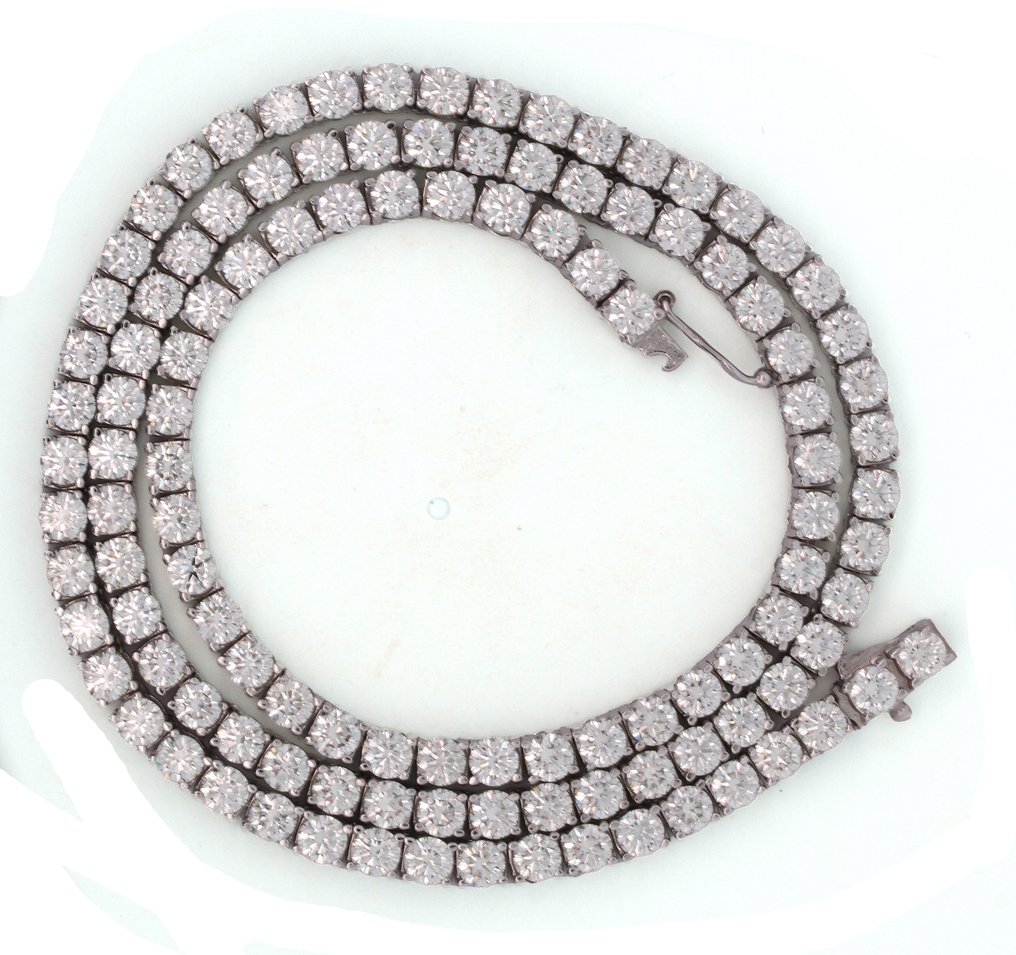 Halsketting - 14 karaat Witgoud -  15.75ct. tw. Diamant  (Natuurlijk) #1.1