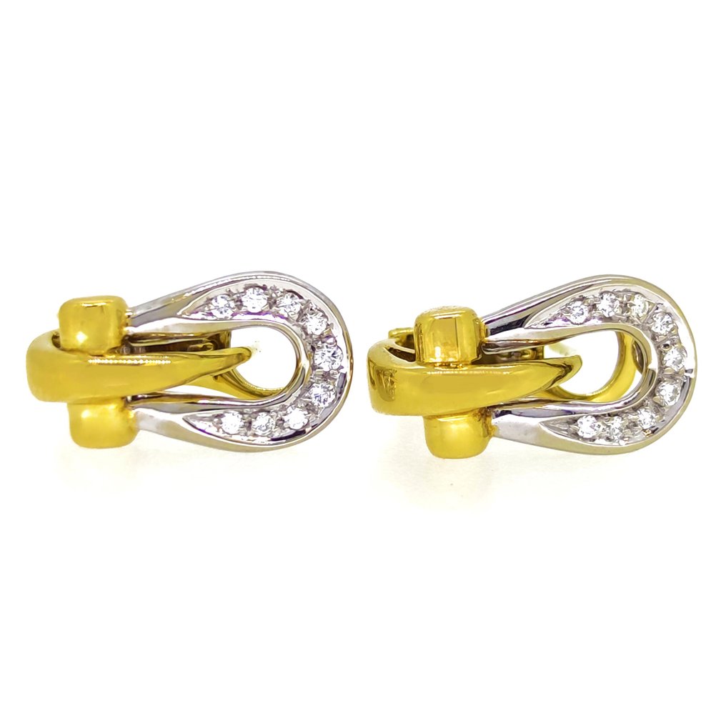 Earrings - 18 kt. White gold, Yellow gold -  0.27ct. tw. Diamond #1.2