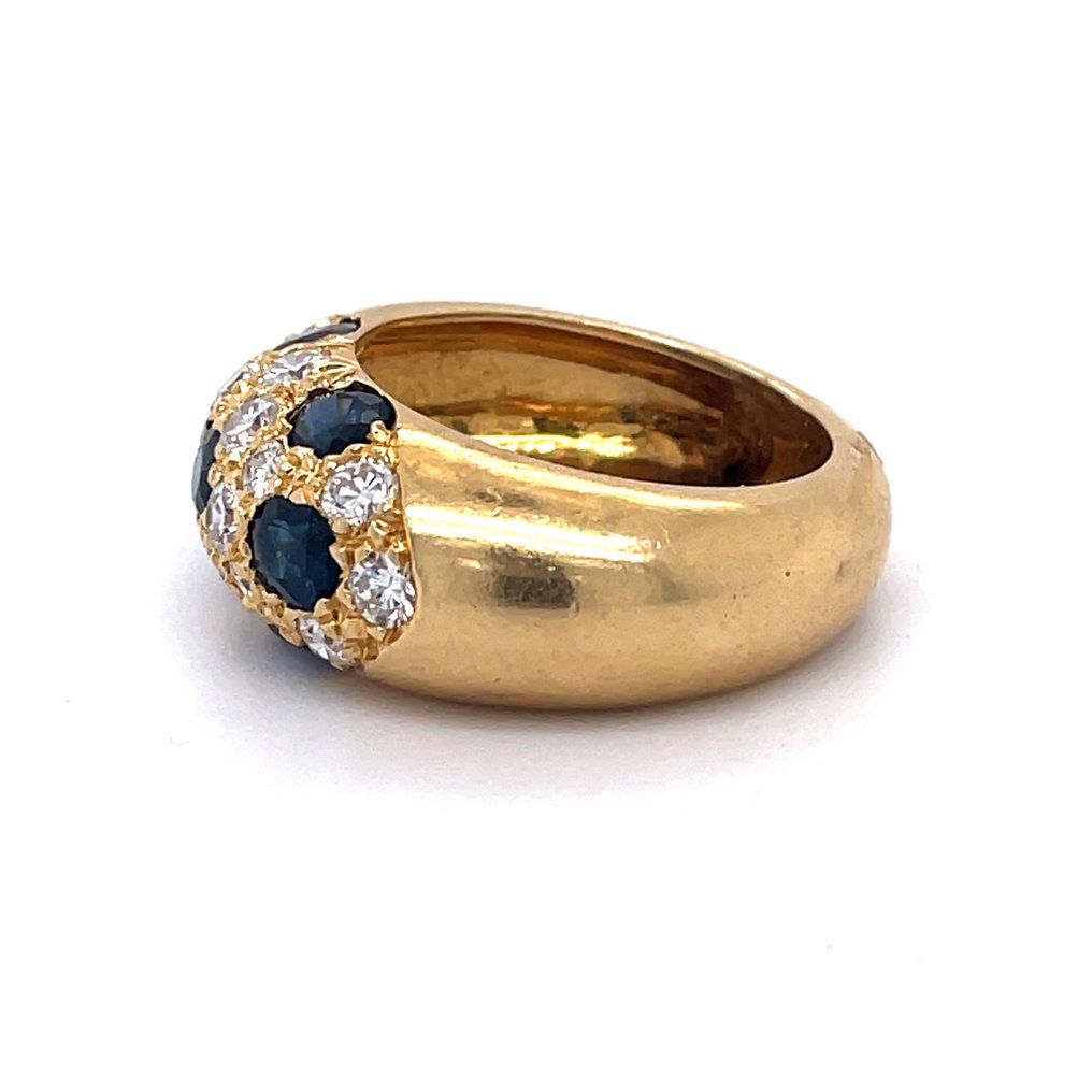 Βραδινό δαχτυλίδι - 18 καράτια Κίτρινο χρυσό Ζαφείρι - Διαμάντι #3.1