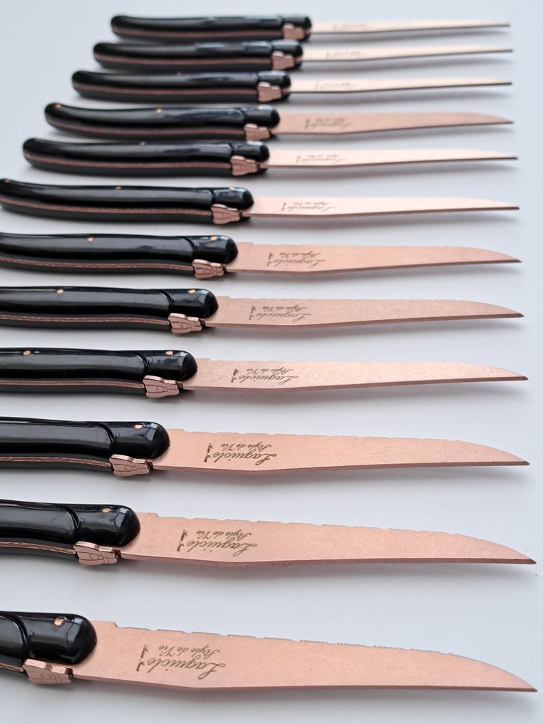 Laguiole - 12x Steak Knives - Copper Red - Style de - Servizio di posate (12) - Acciaio inossidabile #1.0