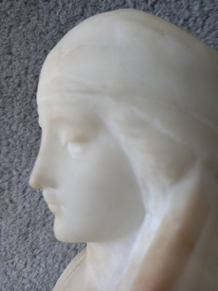 Guglielmo Pugi (1850 - 1915) - Sculpture, Buste de jeune fille - 25 cm - Albâtre #3.2