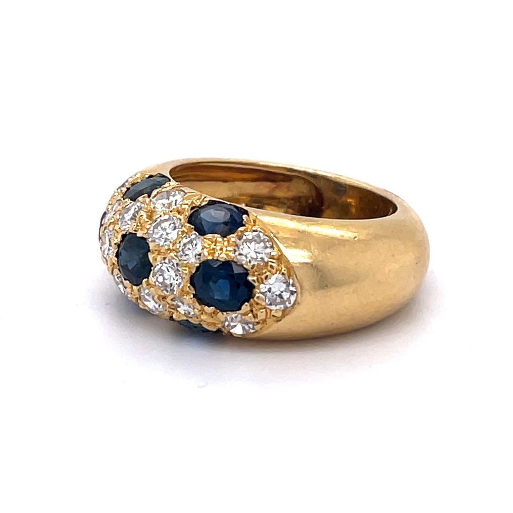 Βραδινό δαχτυλίδι - 18 καράτια Κίτρινο χρυσό Ζαφείρι - Διαμάντι #1.2