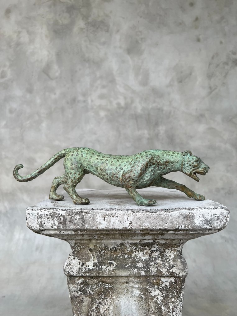 Statue, NO RESERVE PRICE - Bronze Patinated Hunting Leopard - 6 cm - Bronze #1.1