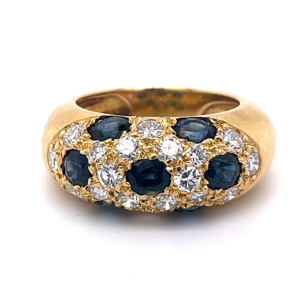 Βραδινό δαχτυλίδι - 18 καράτια Κίτρινο χρυσό Ζαφείρι - Διαμάντι #1.1