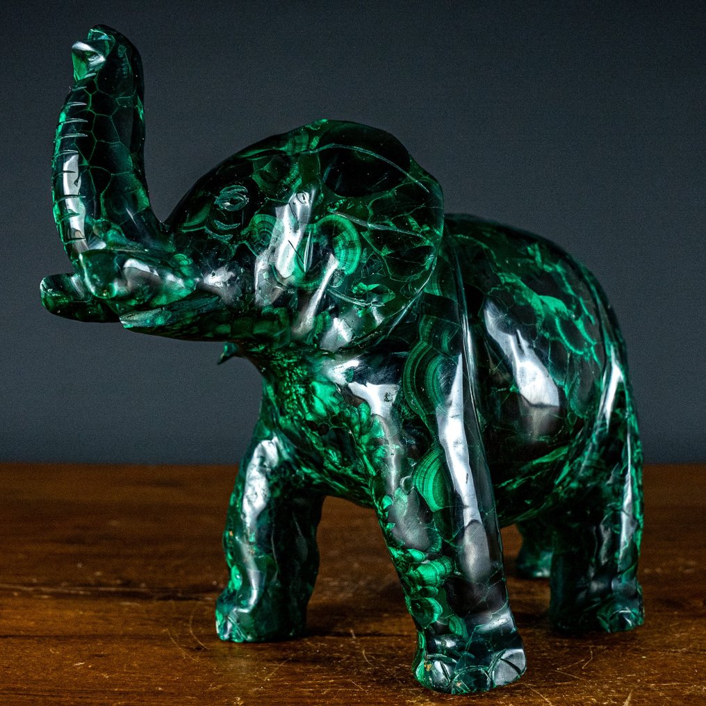 Bardzo dekoracyjny słoń z kryształów malachitu A + Rzeźba 16298,4 ct- 3259.68 g #1.2