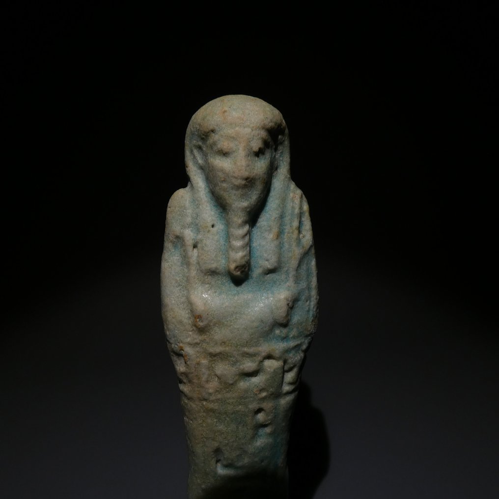 Antigo Egito, Pré-dinástico Faience Shabti. 11,1 cm H. Período Tardio, 664 - 332 AC #2.1