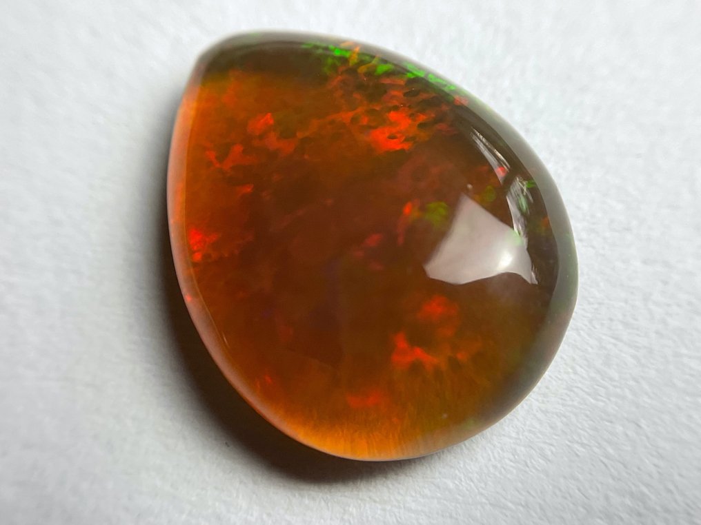 dyp brunoransje+ Fargespill (Vivid) Krystall opal - 6.87 ct #3.2