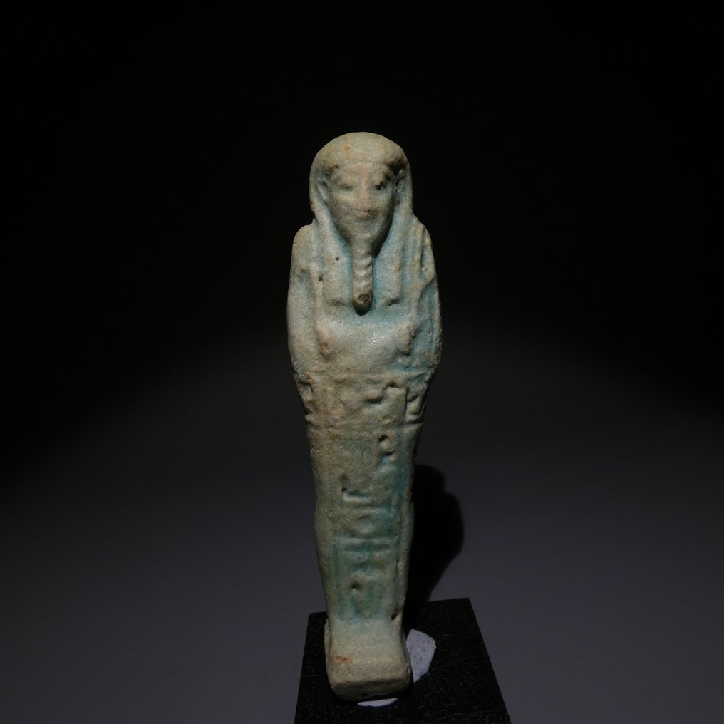 Oldtidens Egypt Fajanse Shabti. 11,1 cm H. Sen periode, 664 - 332 f.Kr #1.2