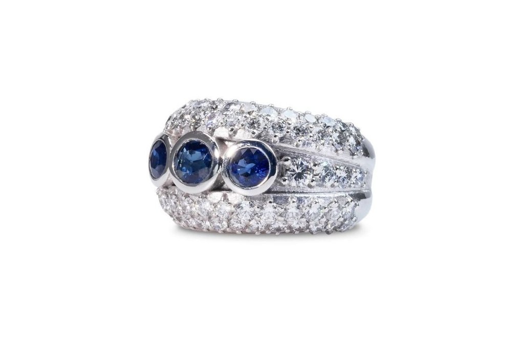 18 克拉 白金 - 戒指 - 1.70 ct 藍寶石 - Diamonds #3.1