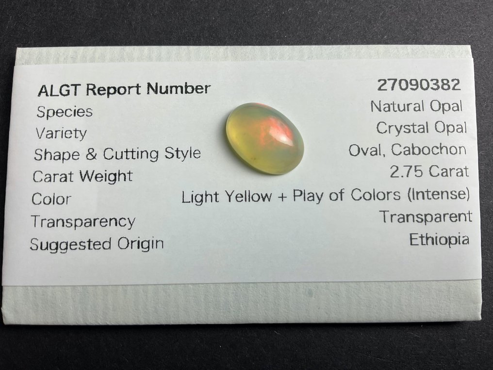light Yellow + Play of Color (Intense) Crystal Opal - 2.75 ct #2.2