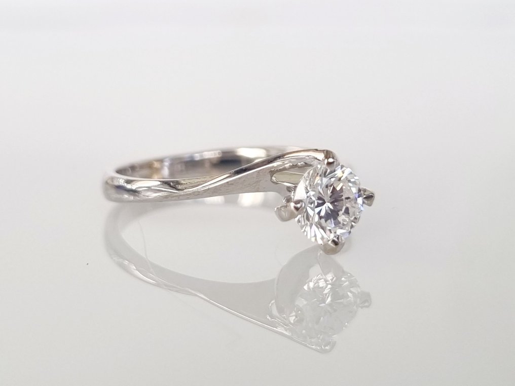 Pierścionek zaręczynowy - 18-karatowe Białe złoto -  0.51ct. tw. Diament  (Naturalny) #2.1