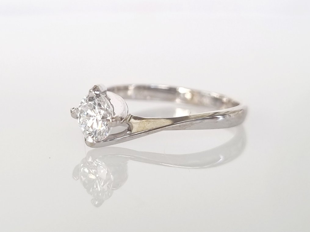 Anel de noivado - 18 K Ouro branco -  0.51 tw. Diamante  (Natural) #2.2