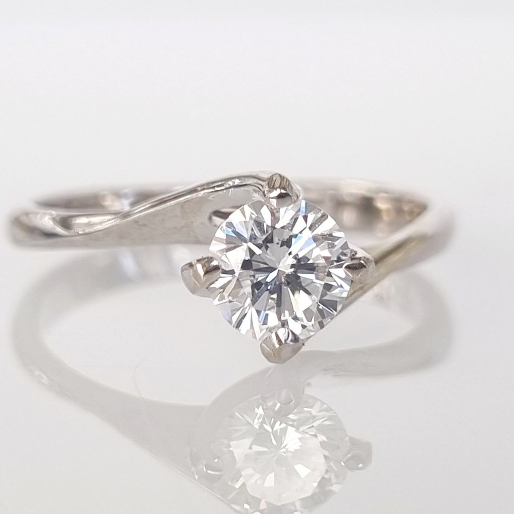 Pierścionek zaręczynowy - 18-karatowe Białe złoto -  0.51ct. tw. Diament  (Naturalny) #3.3