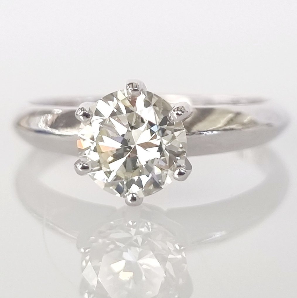 订婚戒指 - 14K包金 白金 -  1.01ct. tw. 钻石  (天然) #1.1