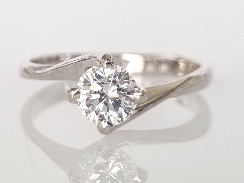 订婚戒指 - 18K包金 白金 -  0.51ct. tw. 钻石  (天然) #1.1