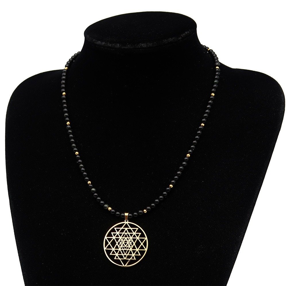 黑曜石 - 大天使米迦勒 - 高级保护与神圣振动 - 14K GF金扣 - 吊坠项链 #4.3