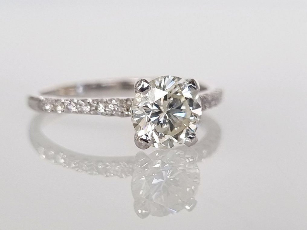 订婚戒指 - 14K包金 白金 -  1.14ct. tw. 钻石  (天然) #2.1