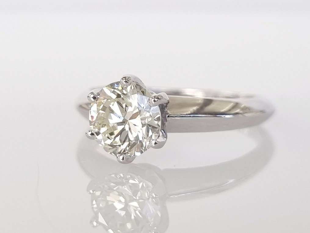 订婚戒指 - 14K包金 白金 -  1.01ct. tw. 钻石  (天然) #3.1