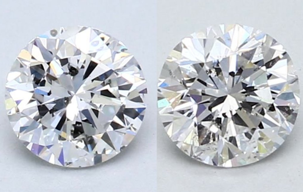 2 pcs Diamant  (Naturelle)  - 1.41 ct - Rond - D (incolore) - SI1 - Antwerp International Gemological Laboratories (AIG Israël) #1.1
