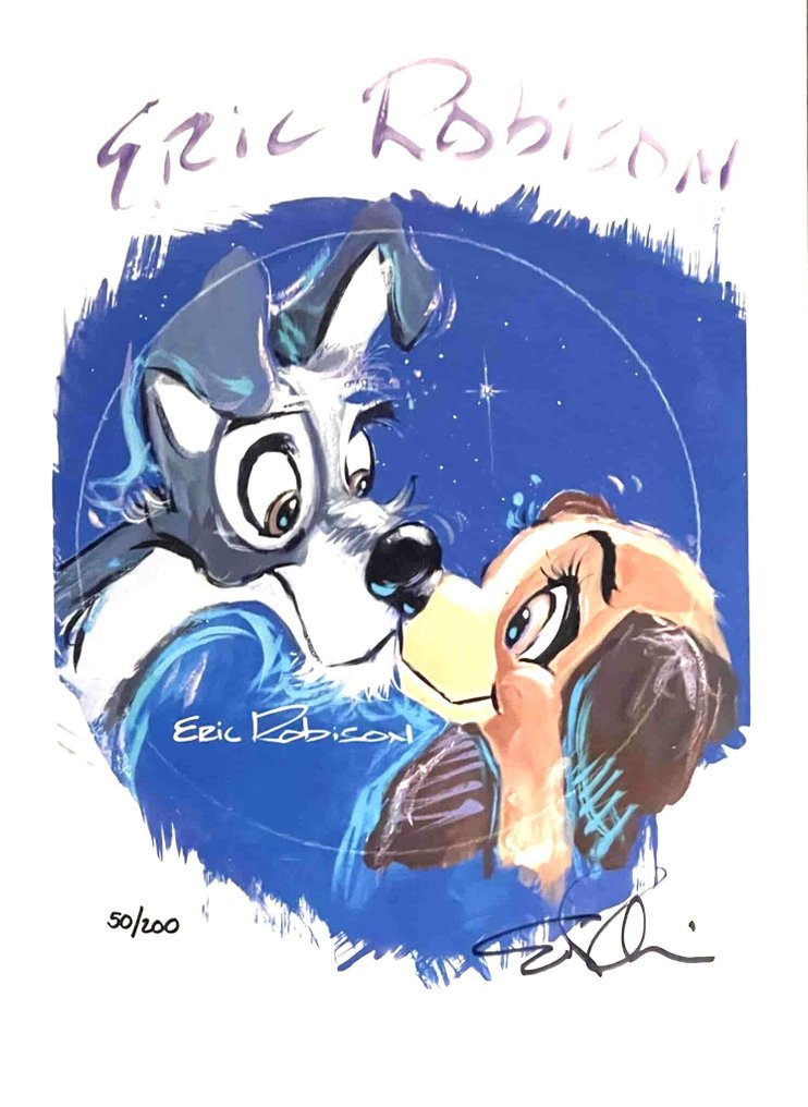 Framed and matted hand-signed and numbered print - 'Lady and the Tramp' by Eric Robison - 1 Podpisana odbitka - 2023 #1.0