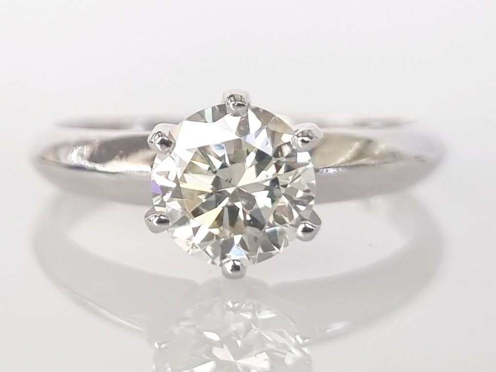 Pierścionek zaręczynowy - 14-karatowe Białe złoto -  1.01 tw. Diament  (Naturalny) #2.1