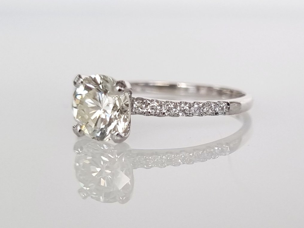 Pierścionek zaręczynowy - 14-karatowe Białe złoto -  1.14 tw. Diament  (Naturalny) #3.1