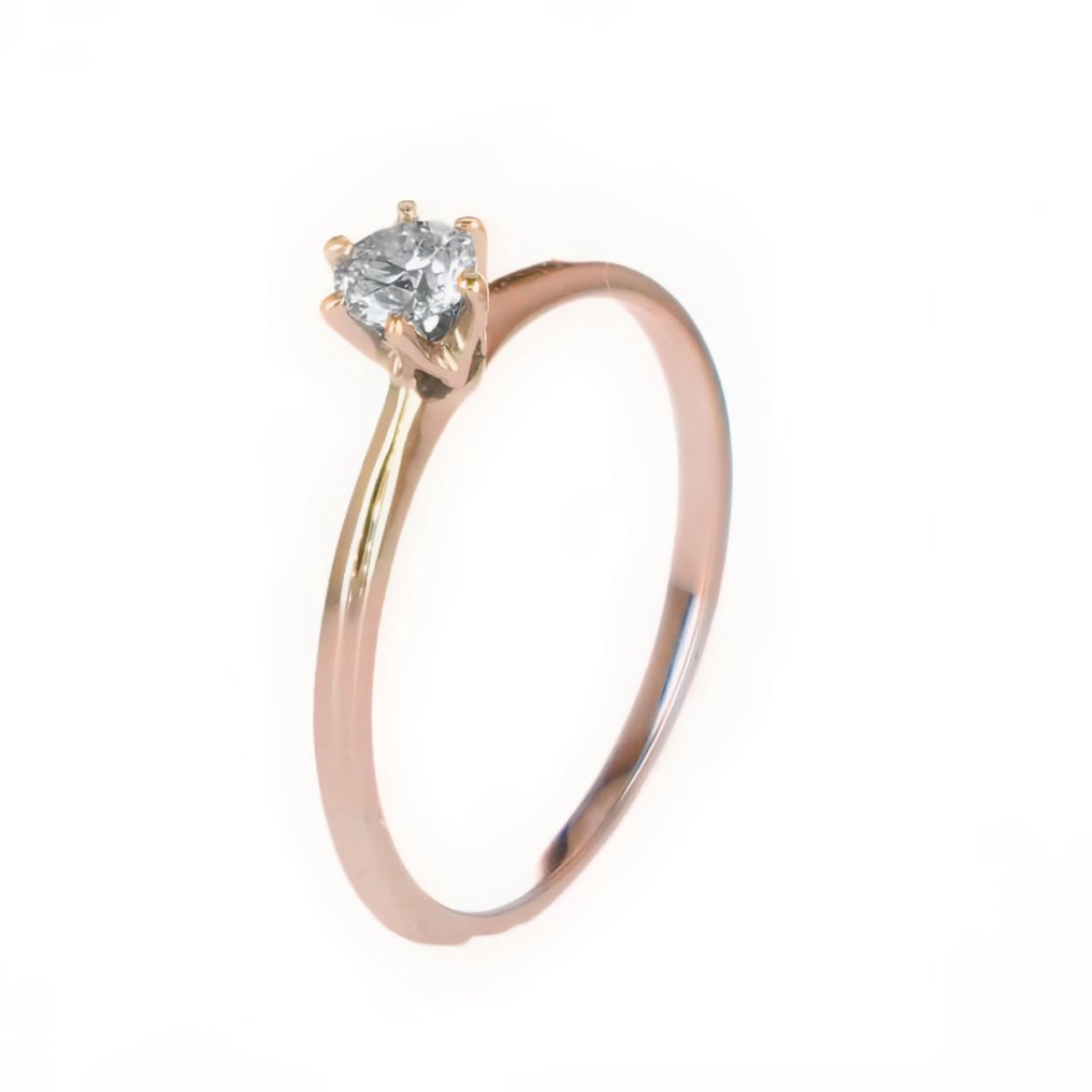 Ring - 14 kt. Rose gold -  0.25 tw. Diamond  (Natural) #1.2