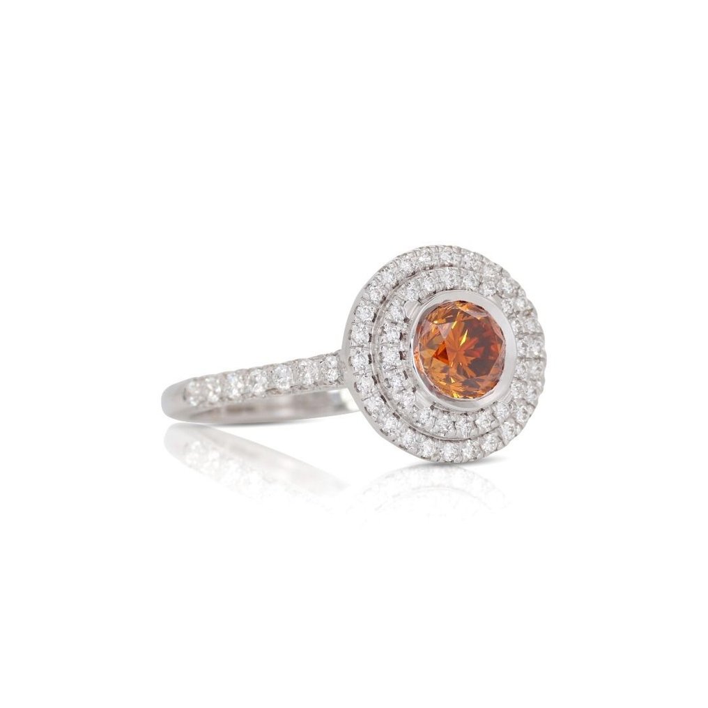 Ring - 18 karat Hvitt gull Oransje Diamant  (Naturfarget) - Diamant #1.2