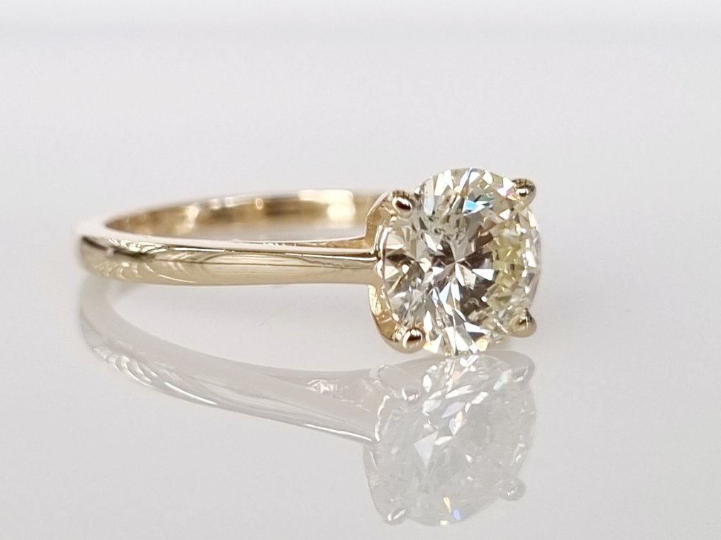 Engagement ring - 14 kt. Yellow gold -  1.51 tw. Diamond  (Natural) #2.1