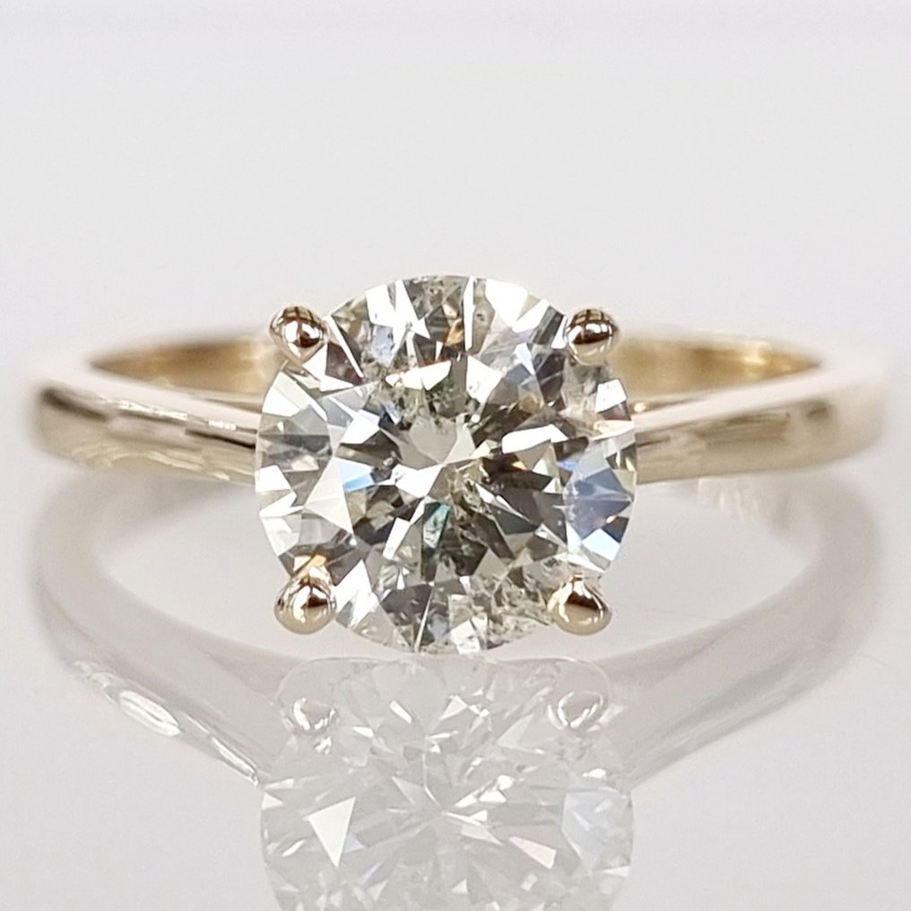 Inel de logodnă - 14 ct. Aur galben -  1.51ct. tw. Diamant  (Natural) #1.1