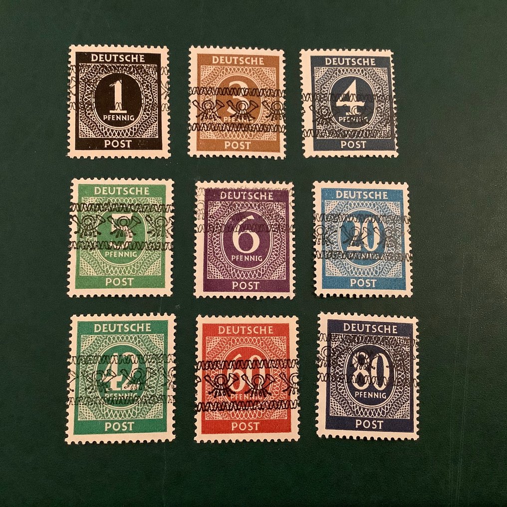 同盟國軍事佔領－德國 1946 - 数字序列：带有带印的补充值 - Michel I/IX I #2.1