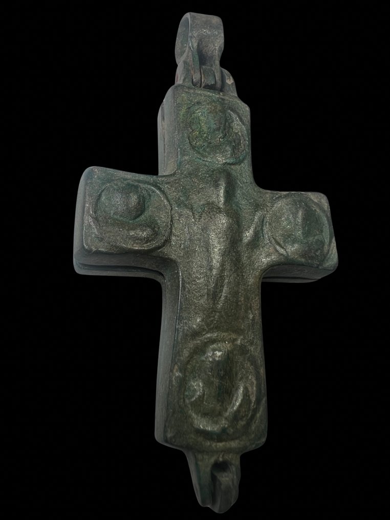 拜占庭时期 黄铜色 十字架 - 95.3 mm #1.1