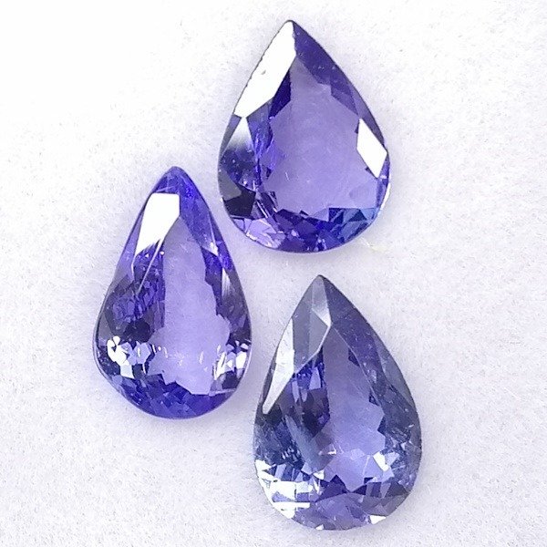 3 pcs  Tansaniitti  - 2.75 ct - Sertifioidun gemmologin raportti #1.1