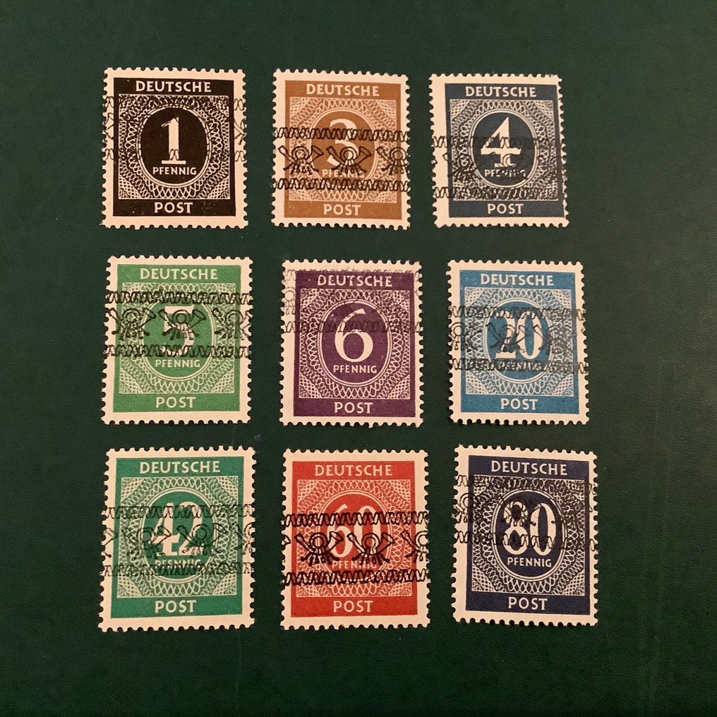 同盟國軍事佔領－德國 1946 - 数字序列：带有带印的补充值 - Michel I/IX I #1.0