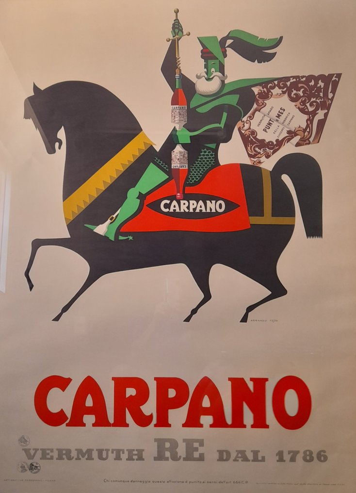 Armando Testa - Carpano Re Extra large 273 x197 cm on white linen canvas - Década de 1950 #1.1