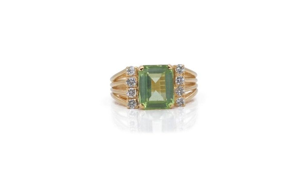 Ring - 18 kt Gelbgold -  2.50ct. tw. Peridot - Diamant #2.2