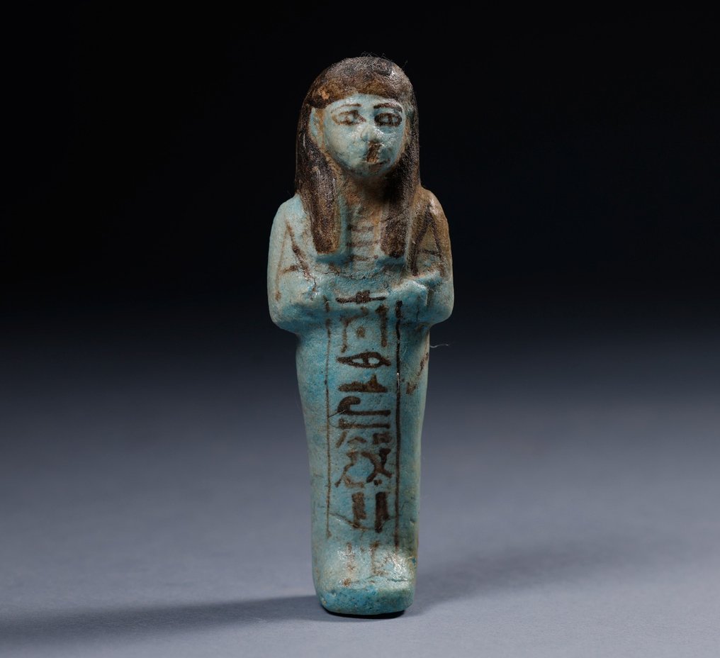 Antico Egitto Faenza Shabti, con relazione. - 13.7 cm #1.1