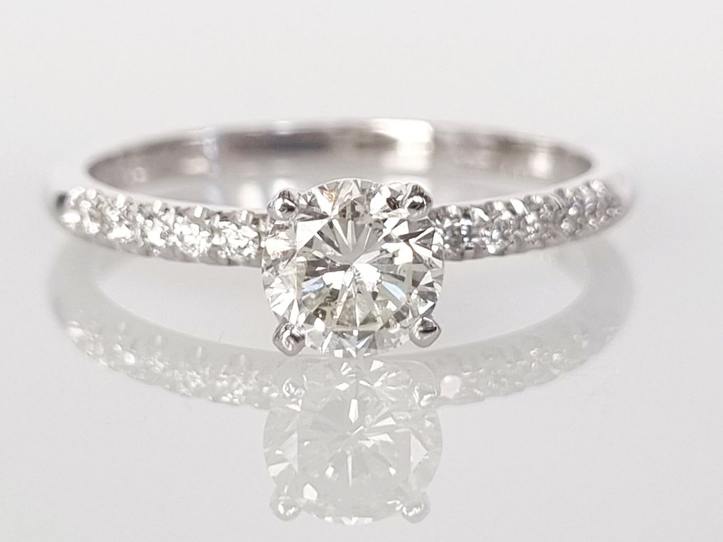 Pierścionek zaręczynowy - 14-karatowe Białe złoto -  0.82 tw. Diament  (Naturalny)  #1.1
