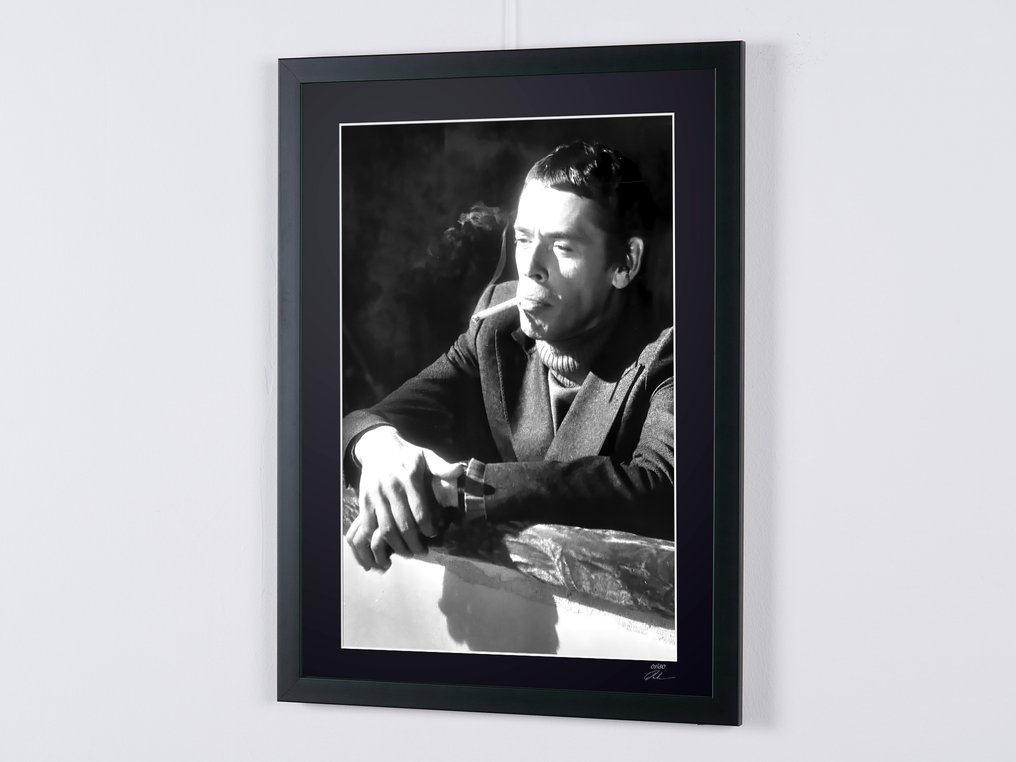 Jaques Brel - Actor & singer - Fine Art Photography - Luxury Wooden Framed 70X50 cm - Limited Edition Nr 02 of 30 - Serial ID 16802 - Original Certificate (COA), Hologram - 100% New. Shipping Reduction from 3 items #4.3