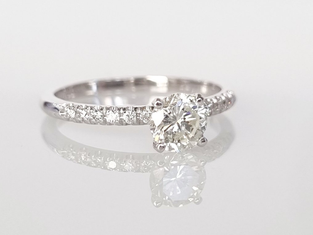 Anel de noivado - 14 K Ouro branco -  0.82ct. tw. Diamante  (Natural) #2.1