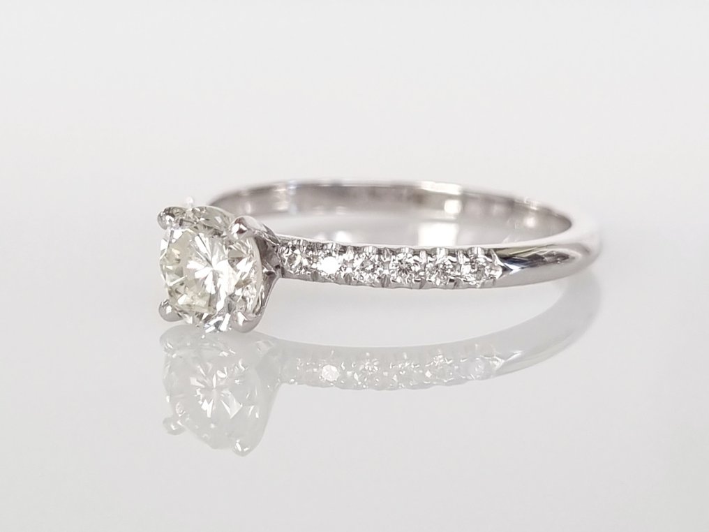 Pierścionek zaręczynowy - 14-karatowe Białe złoto -  0.82ct. tw. Diament  (Naturalny) #3.1