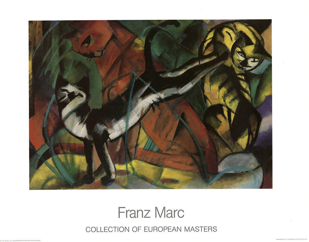 Franz Marc - Drei Katzen (70x90cm) - licensed offset print - 1990s #1.0