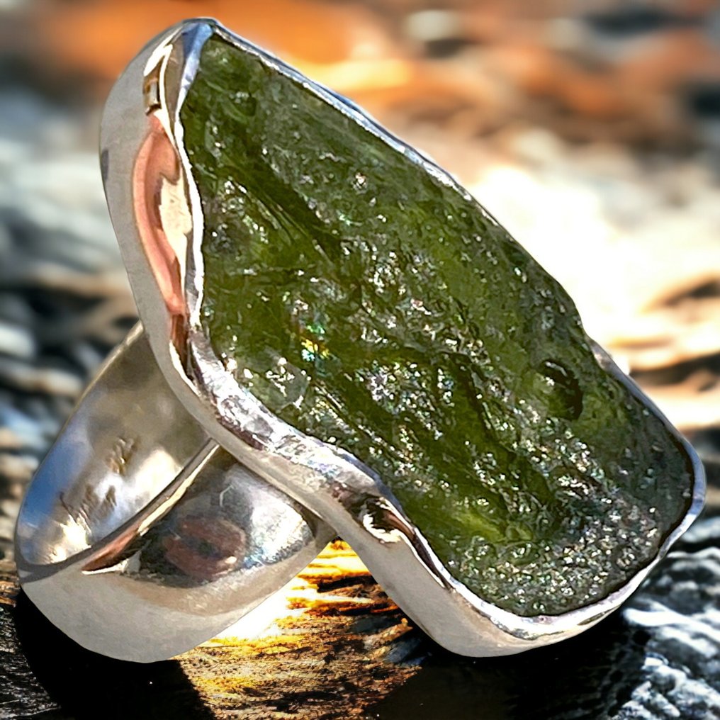 Αποκλειστικό δαχτυλίδι Φυσικός Μολδαβίτης - Η σύνδεση με τα αστέρια. - Ύψος: 26.7 mm - Πλάτος: 22.8 mm- 10 g #1.1