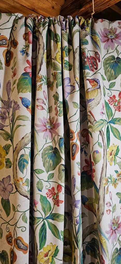 300x280厘米！独家新艺术风格的水彩鹦鹉布料——米色亚麻效果 - 纺织品  - 300 cm - 280 cm #4.3