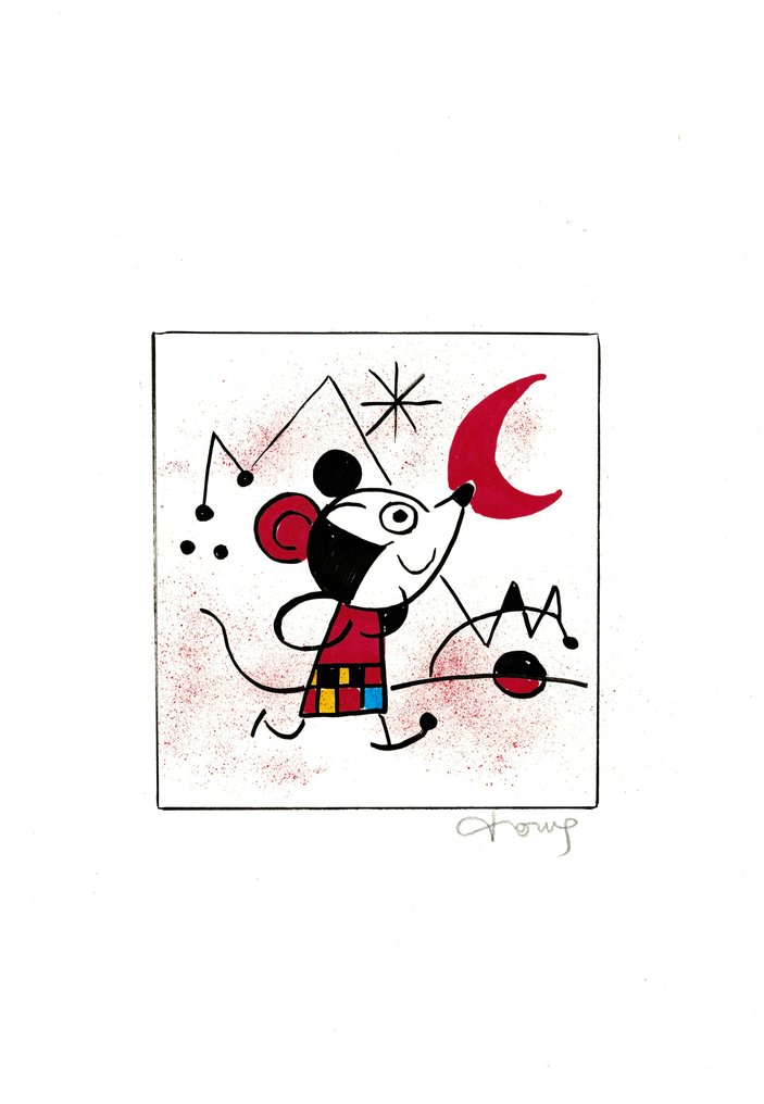 Tony Fernandez Αρχικό έργο τέχνης με ακρυλικά - Mickey Mouse Inspired by Joan Miró (1955) – Hand Signed #3.2
